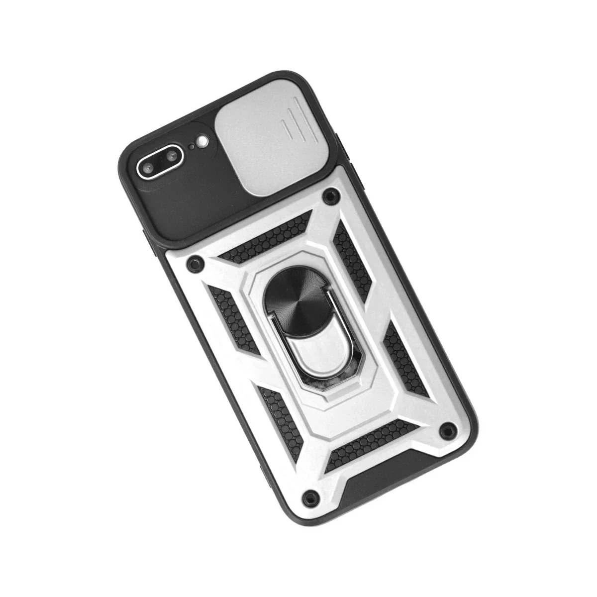 Apple iPhone 7 Plus Kılıf Pars Lens Yüzüklü Silikon - Gümüş görsel 3
