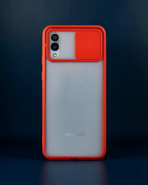 Samsung Galaxy A02 Kılıf Palm Buzlu Kamera Sürgülü Silikon - Kırmızı