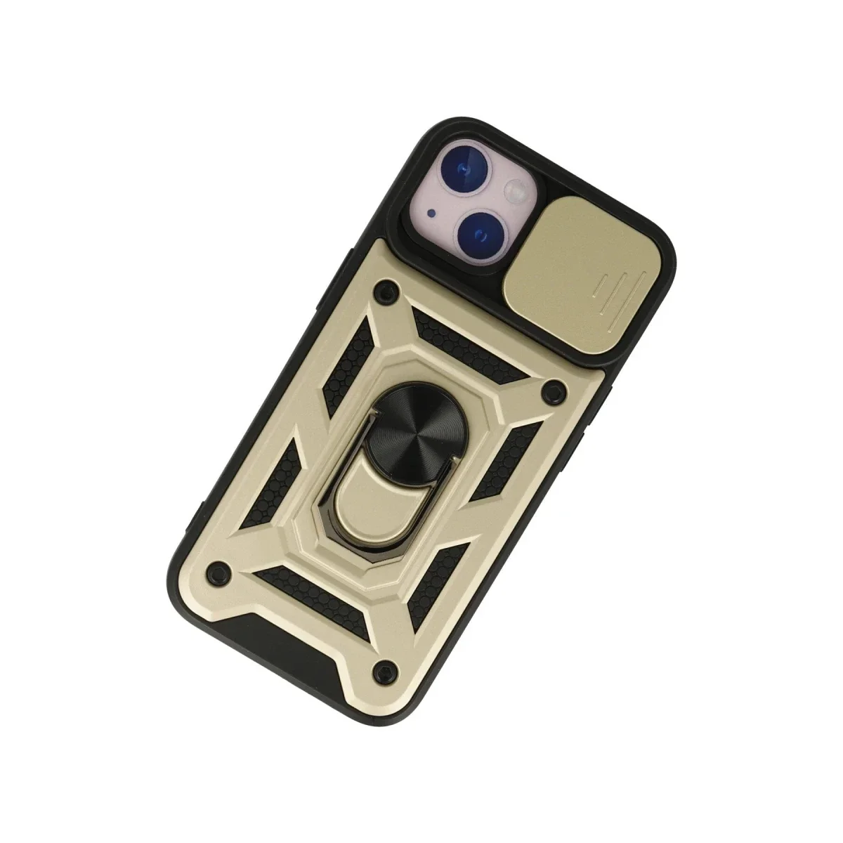Apple iPhone 15 Kılıf Pars Lens Yüzüklü Silikon - Gold görsel 3