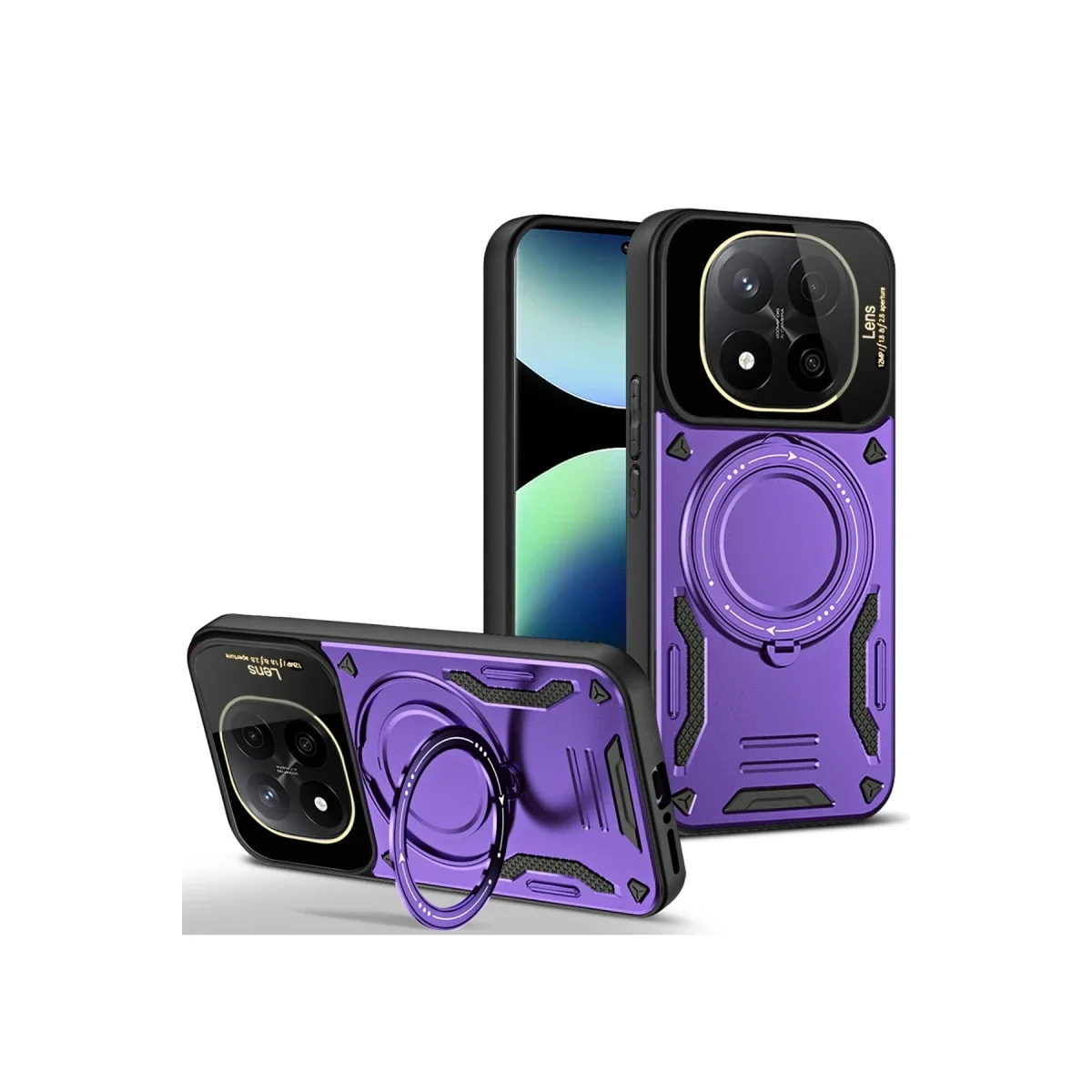 Xiaomi Redmi Note 14 Pro 4G Kılıf Joy Lens Standlı Kapak - Mor