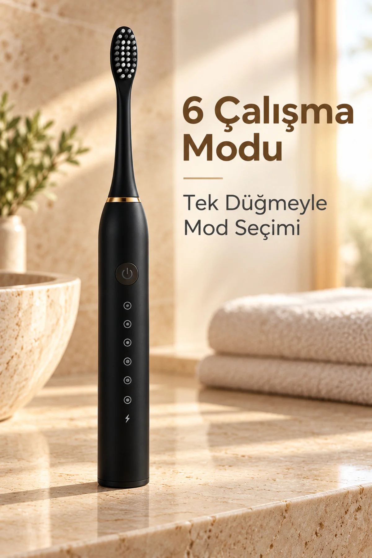 Siyah Elektrikli Diş Fırçası Zamanlayıcılı ve Hafızalı görsel 6