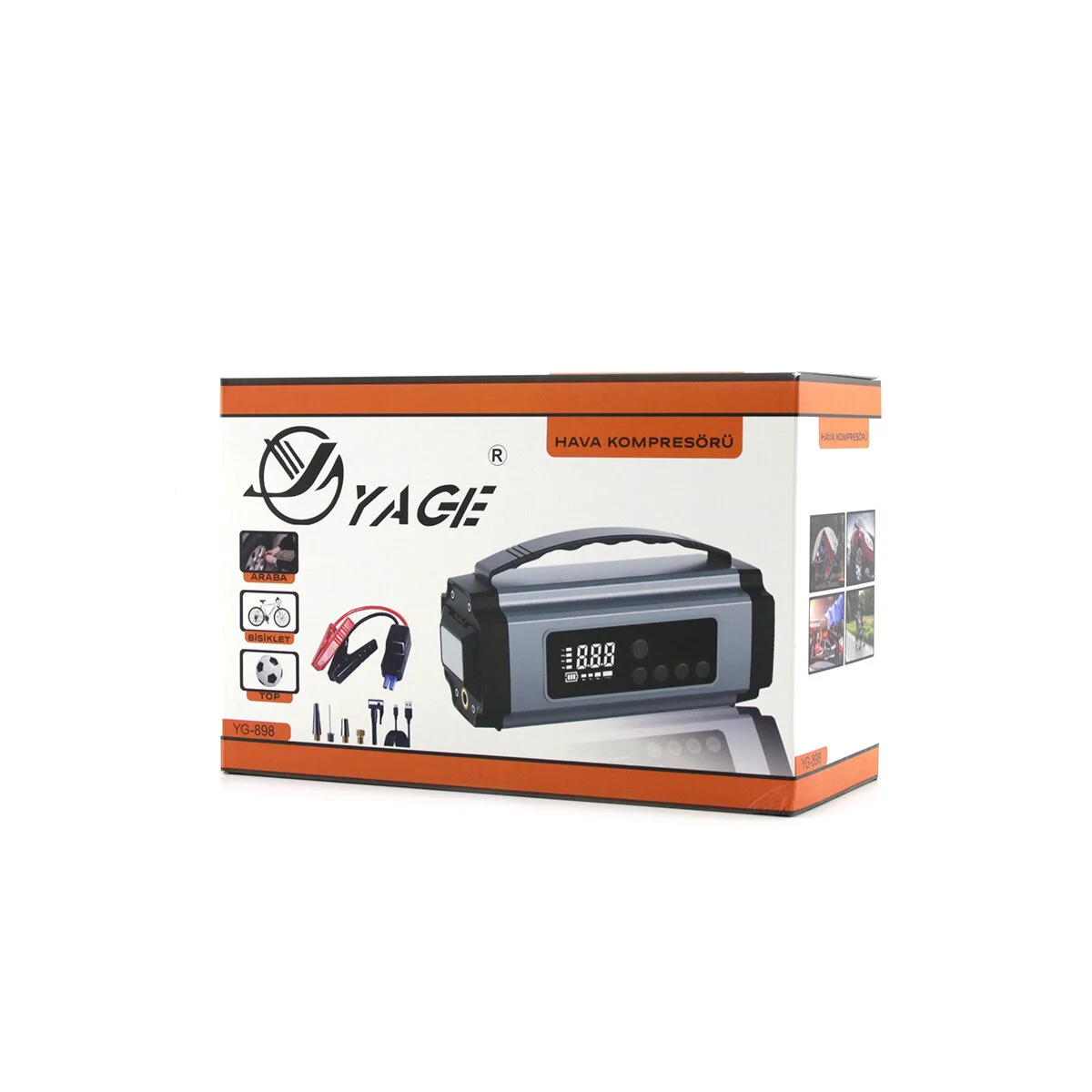 Çok Fonksiyonlu Oto - Araç Takviye Set Taşınabilir 120W Dijital Ekran Powerbank Özellik - Fener - Cob - Pusula YG-898 görsel 2