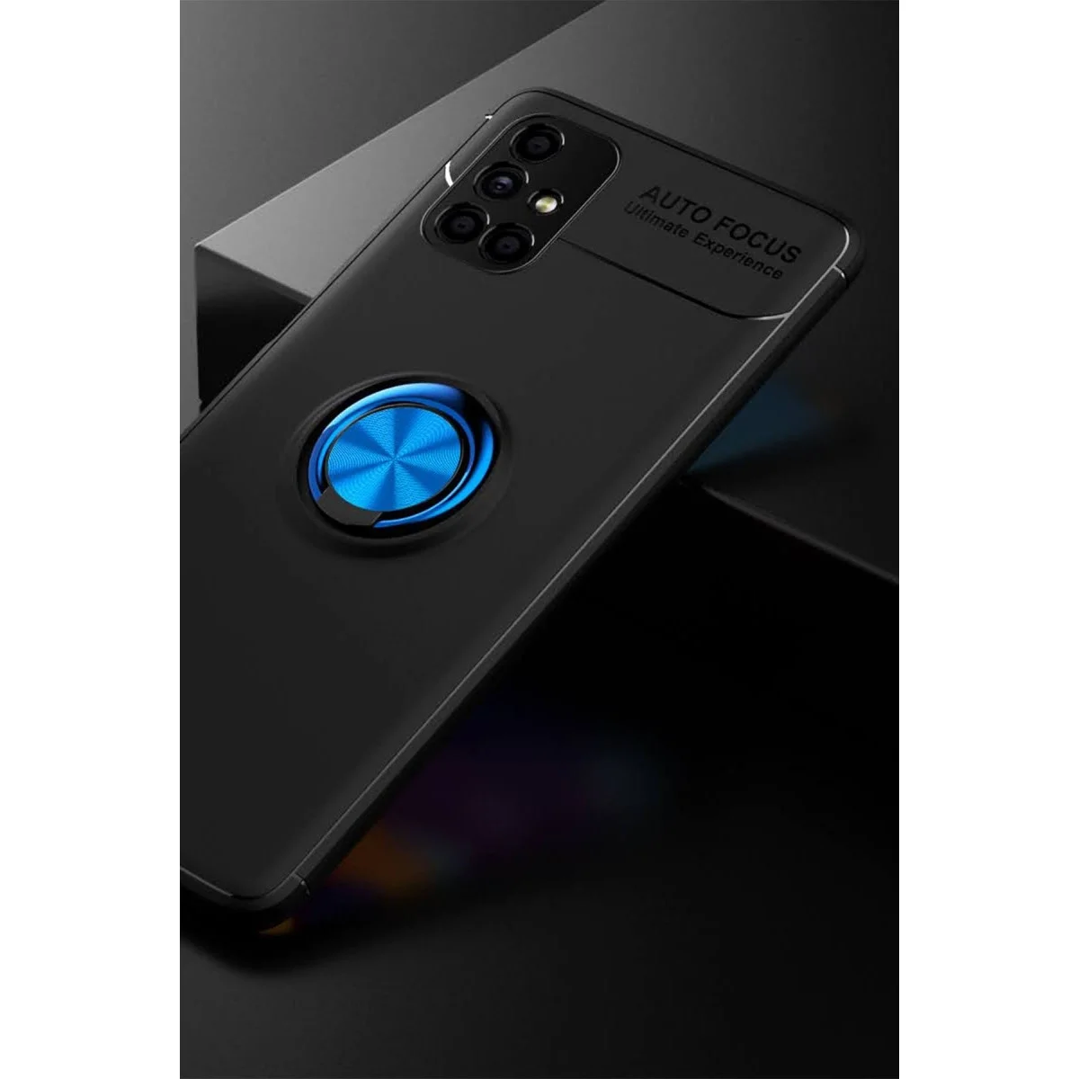 Samsung Galaxy M51 Kılıf Range Yüzüklü Silikon - Siyah-mavi görsel 2