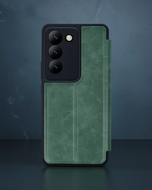 Vivo V30 Lite 4g Kılıf Flip Cover - Koyu Yeşil