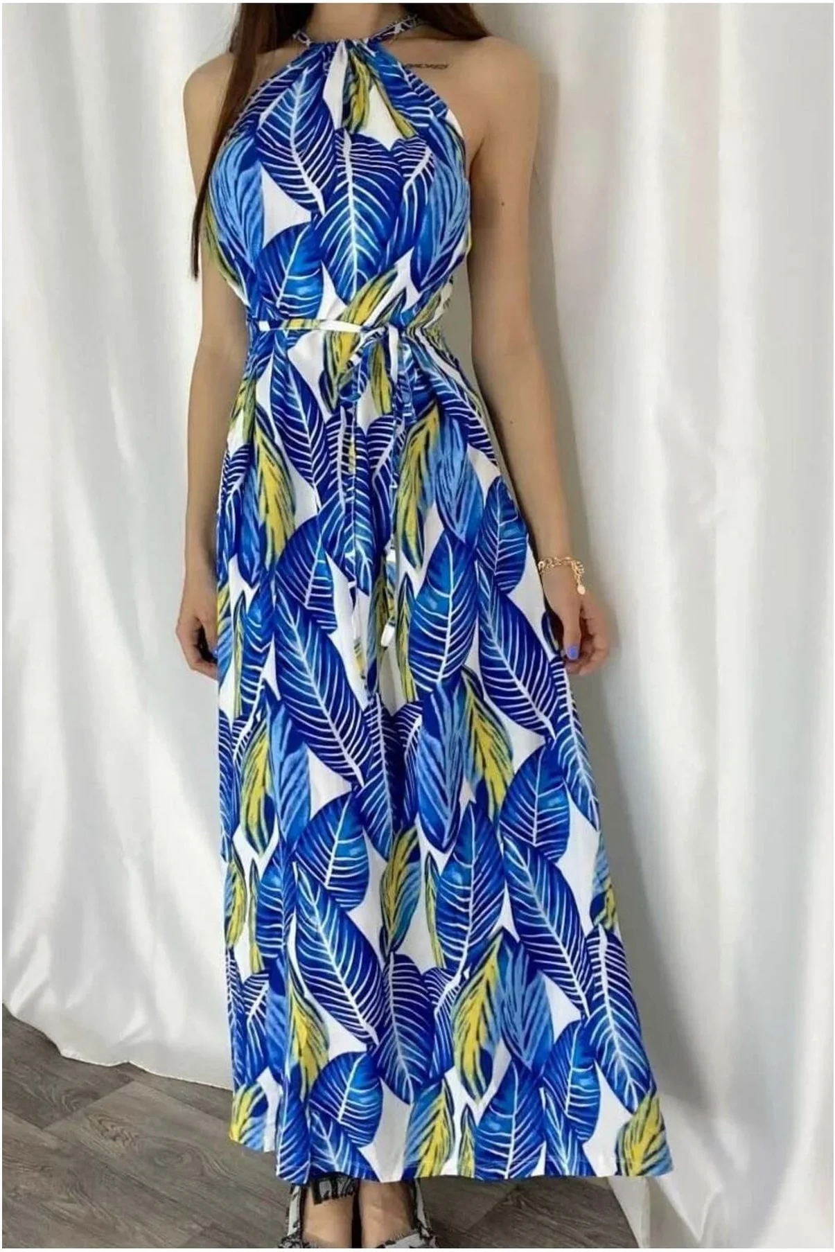 Kadın Elbise Halter Yaka Maxi