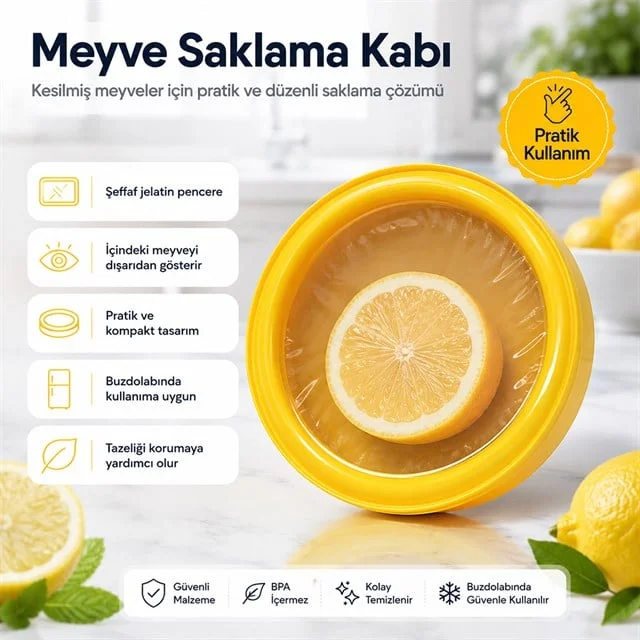 SN-38871 Sebze Meyve Saklama Kabı Esnek Kapaklı ve Hava Sızdırmaz Tazelik Koruyucu görsel 3