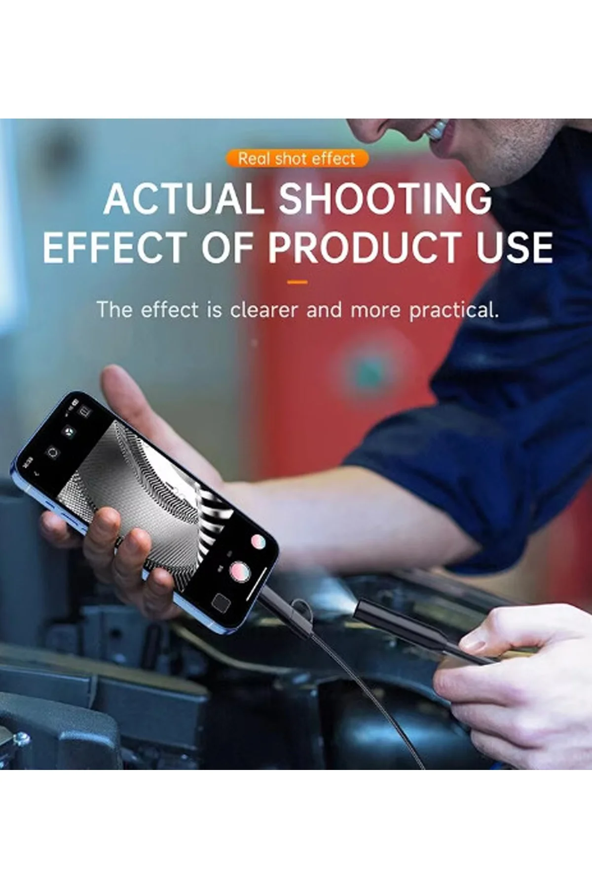 Endoskop Yılan Video Kamera Ios ve android Uyumlu Led’li 10 Metre 8 mm Sert Kablo 2mp görsel 5