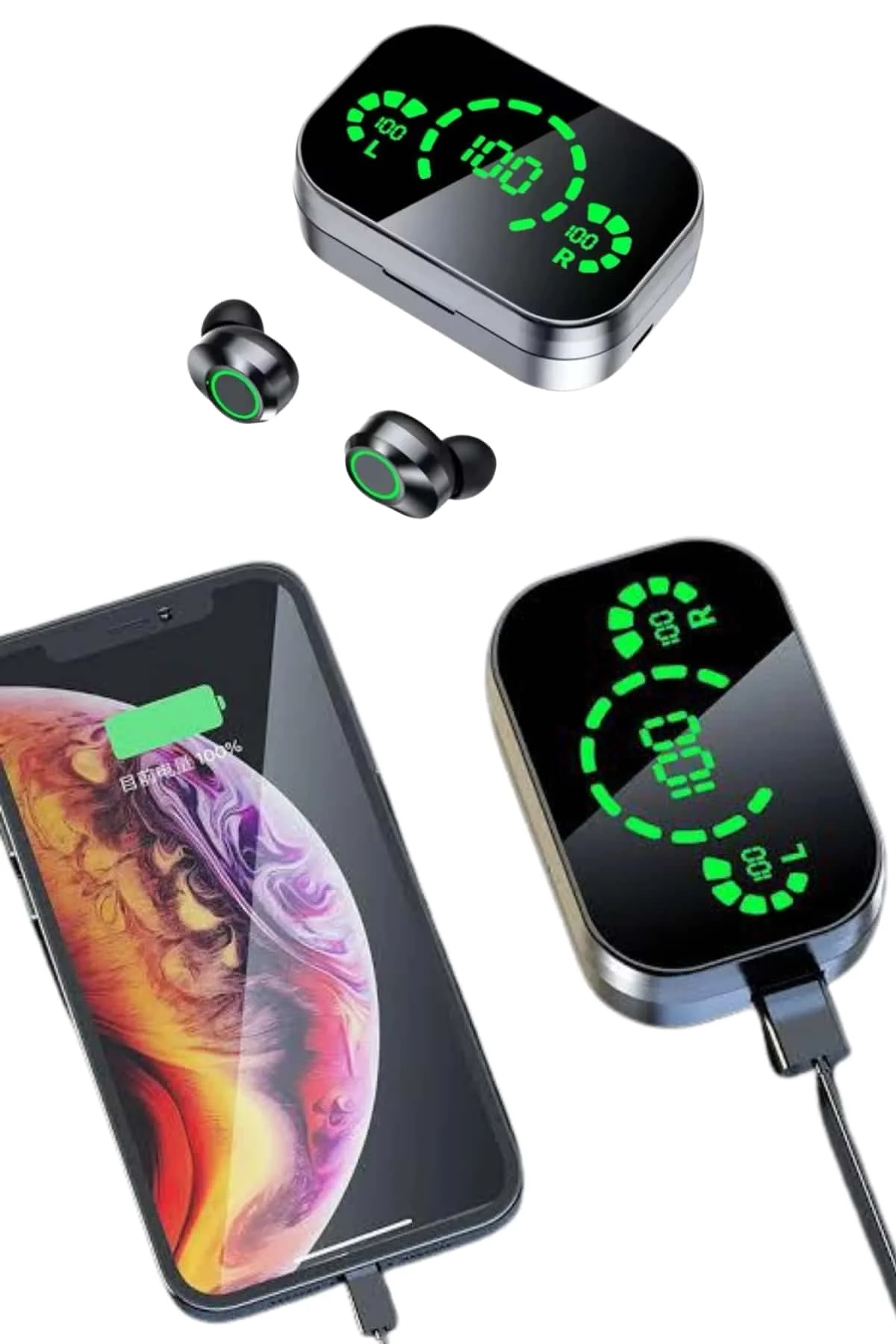 2025 Model Bluetooth Kulaklık Telefon Şarj Edebilen Çağrı Cevaplama Dijital Göstergeli görsel 3