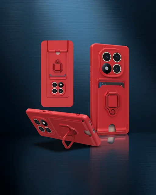 Xiaomi Redmi Note 14 Pro Plus Kılıf Zuma Kartvizitli Yüzüklü Silikon - Kırmızı