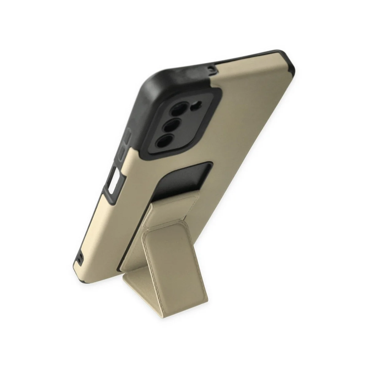 Samsung Galaxy A03s Kılıf Mega Standlı Silikon - Gold görsel 3