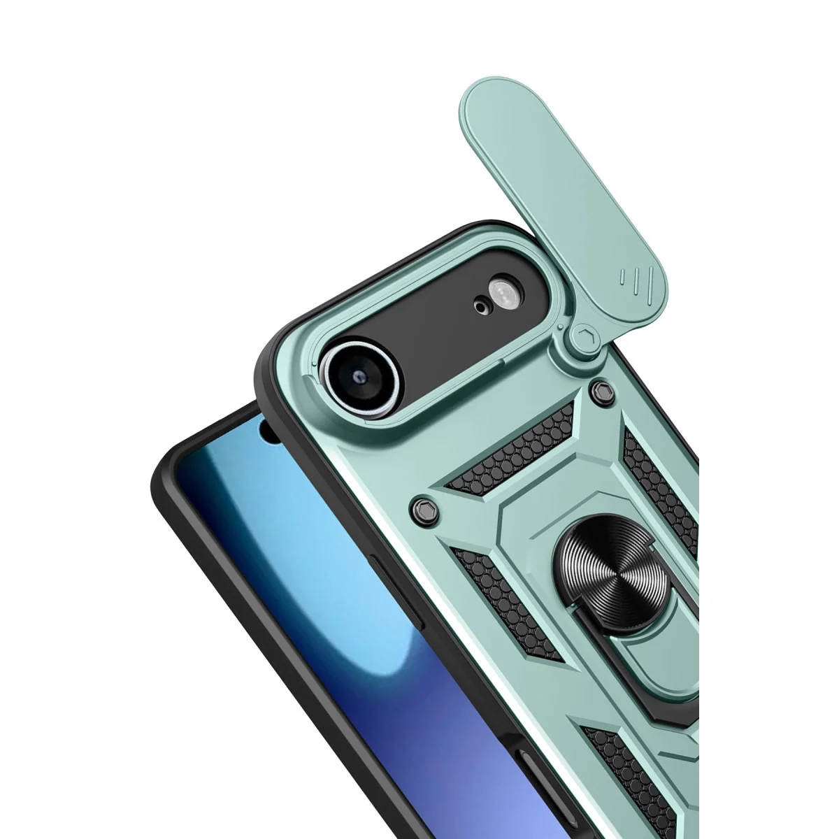 Apple İphone 17 Air Pars Lens Yüzüklü Silikon - Yeşil görsel 3