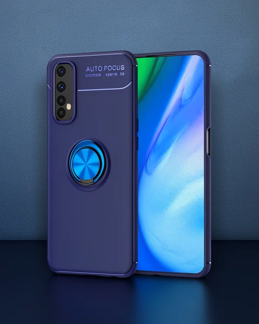 Realme 7 Kılıf Range Yüzüklü Silikon - Mavi