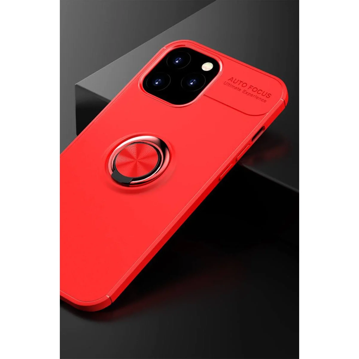 Apple İphone 12 Pro Max Kılıf Range Yüzüklü Silikon - Kırmızı görsel 2