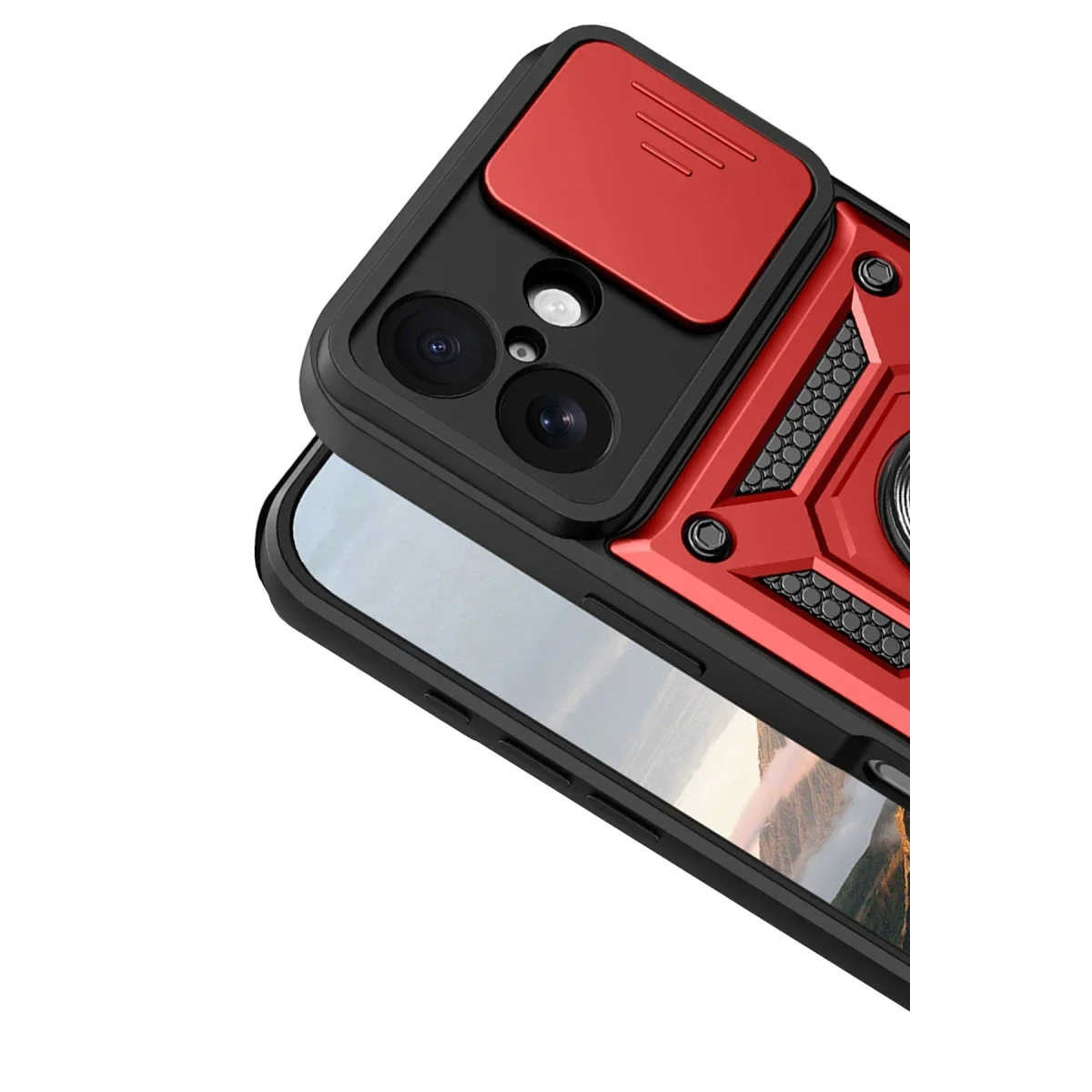 Apple iPhone 17 Pars Lens Yüzüklü Silikon - Kırmızı görsel 3