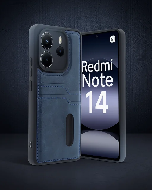 Xiaomi Redmi Note 14 4g Kılıf Sara Kartvizitli Deri Kılıf - Lacivert