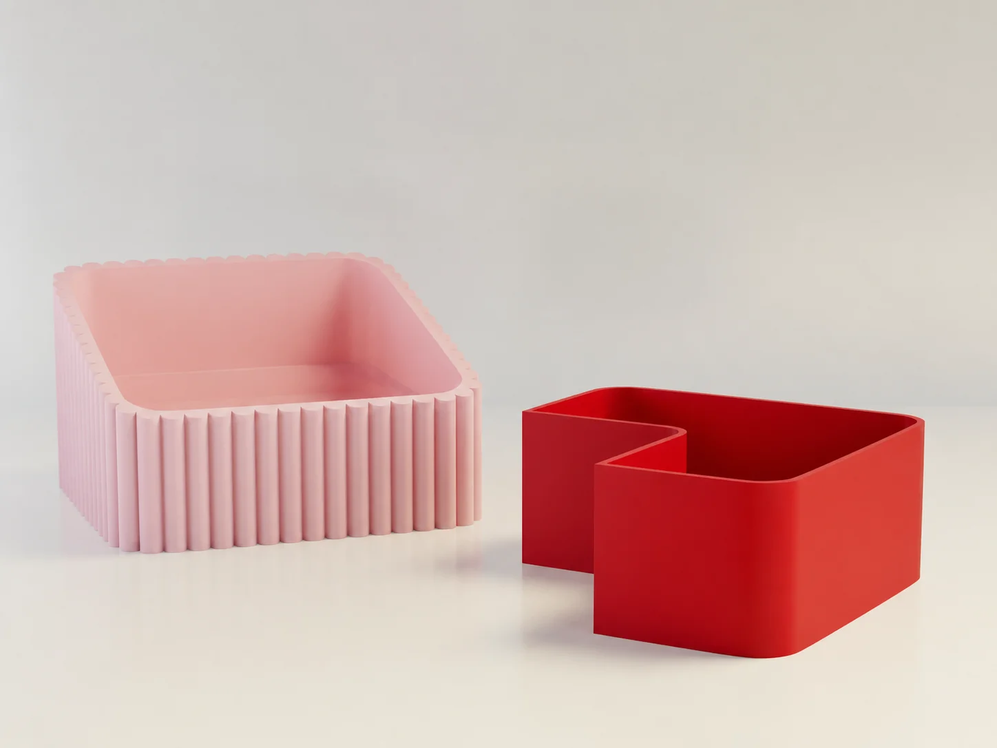 3D Baskı Fıstık Kasesi - Çift Hazneli Kabuk Ayırıcı Sunum Kasesi - Pembe Kırmızı görsel 2