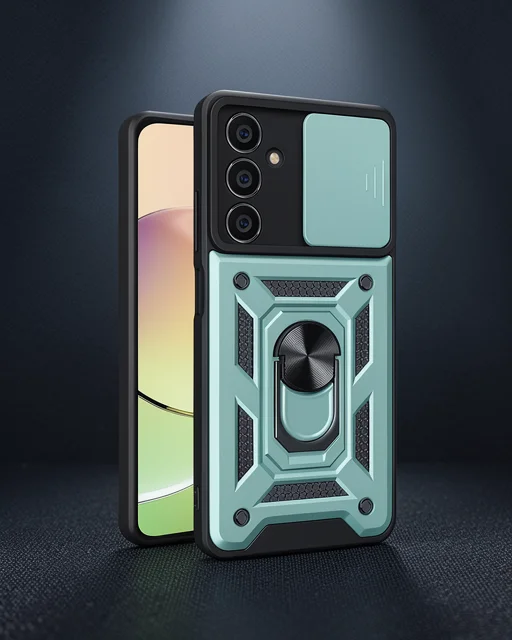 Samsung Galaxy A35 5g Kılıf Pars Lens Yüzüklü Silikon - Yeşil