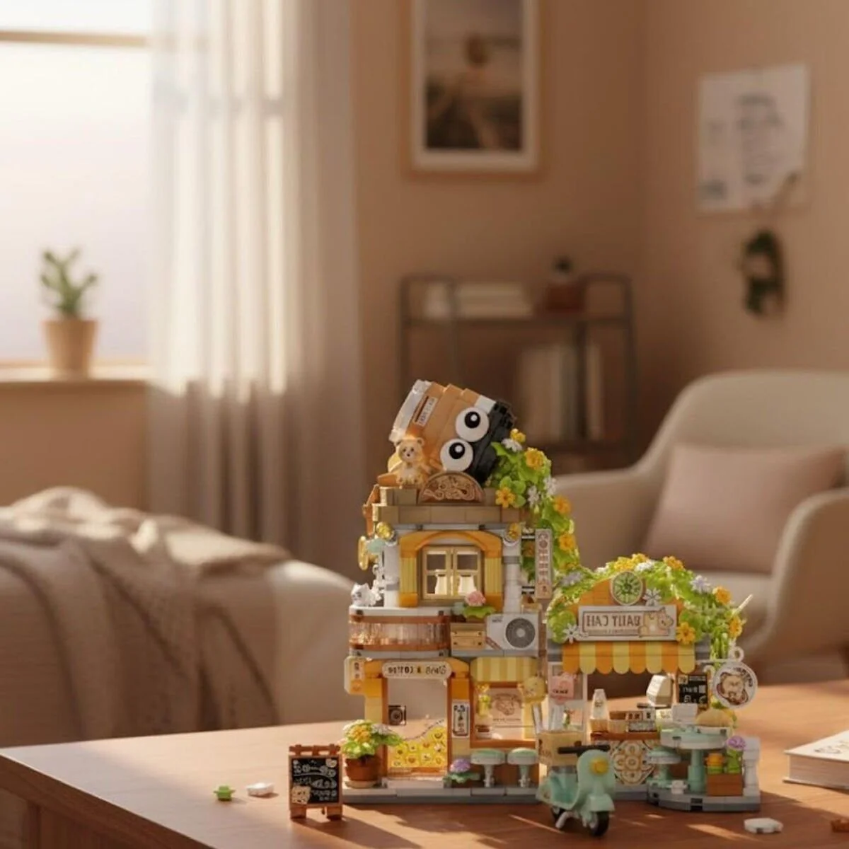 LZ-1382 Loz Küçük Ayı Kafe Çiçekçi Ponda Çay Evi 1077 Parça Block Oyuncak görsel 4