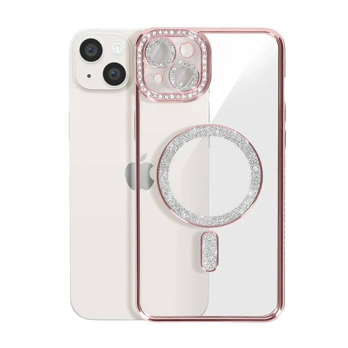 Apple iPhone 15 Kılıf Joke Simli Magneticsafe Kılıf - Pembe görsel 3