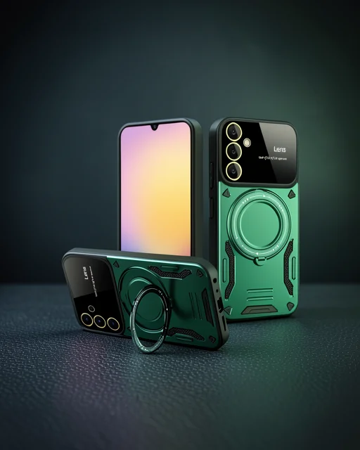 Samsung Galaxy A16 5g Kılıf Joy Lens Standlı Kapak - Koyu Yeşil