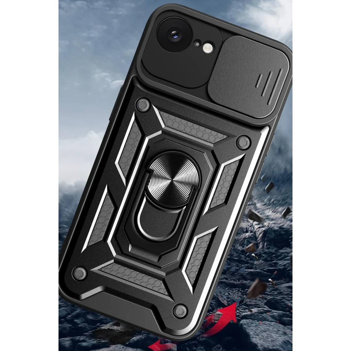 Apple iPhone 16E Kılıf Pars Lens Yüzüklü Silikon - Lacivert görsel 2