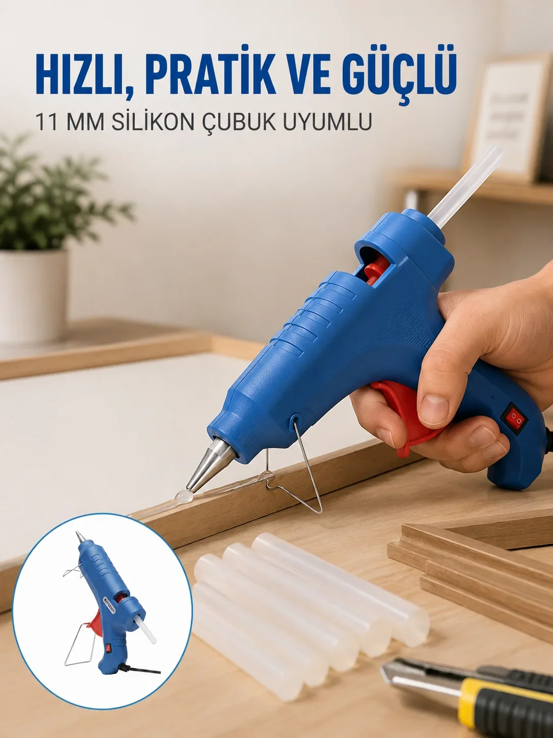 40W Sıcak Silikon Tabancası 5 Silikon Hediyeli Dayanıklı Tasarım Yeni Nesil