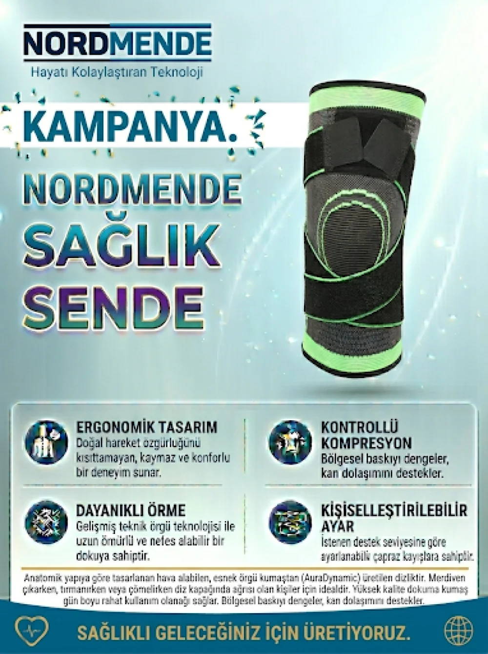 NORDMENDE Örgü Dizlik | Kontrollü Kompresyonlu Diz Destekleyici görsel 2