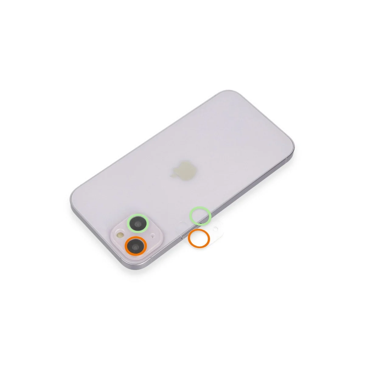 Apple İphone 13 Renkli Kamera Lens Koruma Cam - Turuncu-yeşil
