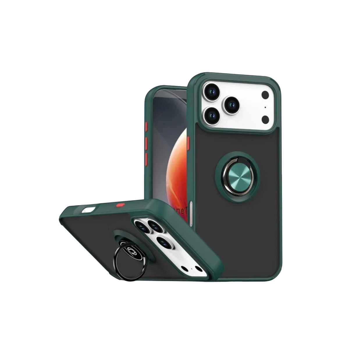 Apple iPhone 17 Pro Montreal Yüzüklü Silikon Kapak - Yeşil