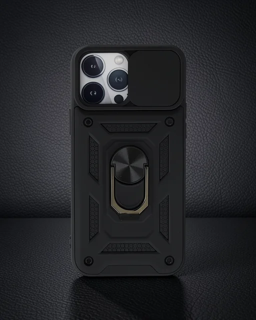 Apple İphone 13 Pro Max Kılıf Pars Lens Yüzüklü Silikon - Siyah