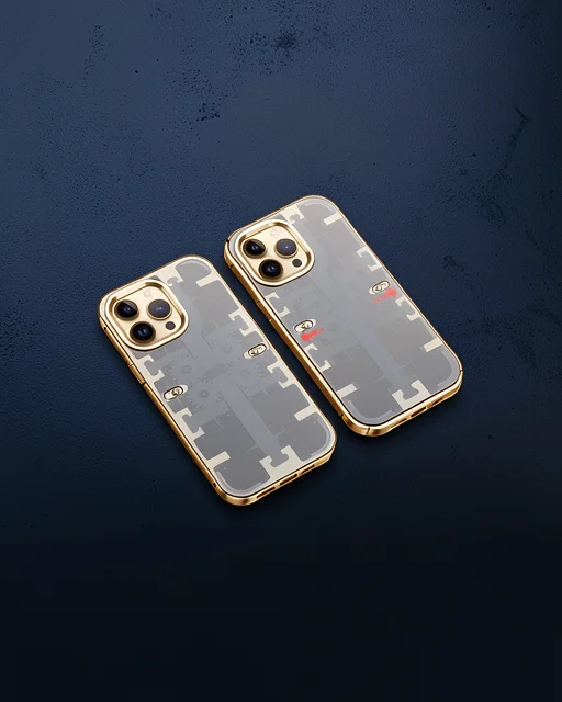 Apple İphone 14 Pro Max Kılıf Mekanik Bumper Kapak - Gold
