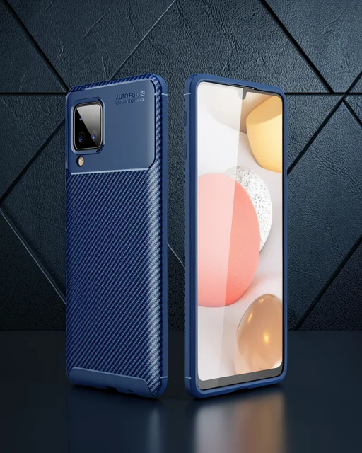 Samsung Galaxy A22 Kılıf Auto Focus Karbon Kapak - Lacivert