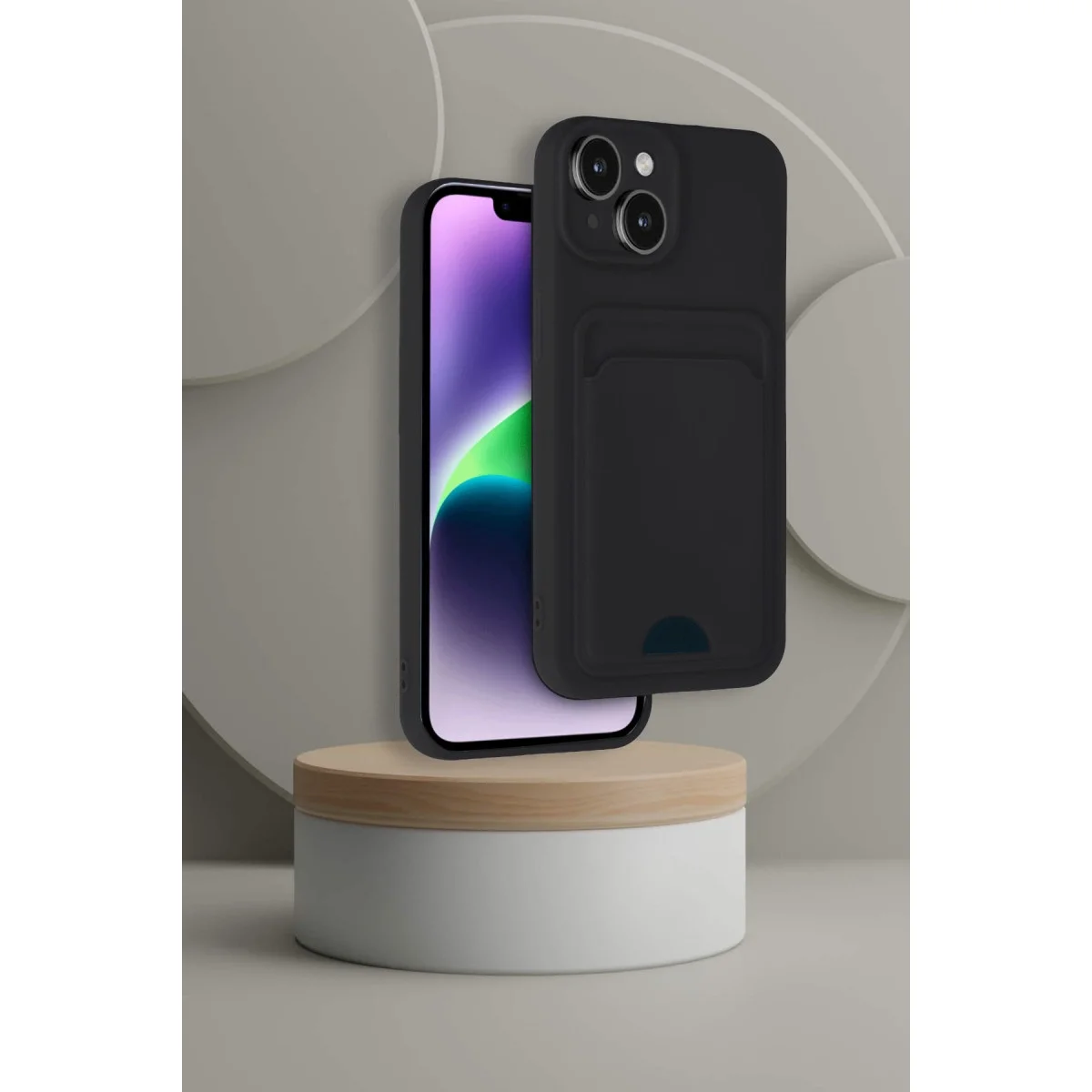 Apple İphone 14 Kılıf Kelvin Kartvizitli Silikon - Bordo görsel 2