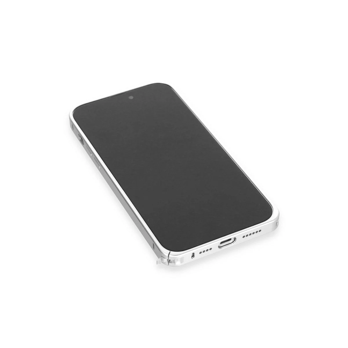 Joko Apple İphone 15 Pro Max Metal Bumper Mat Kapak - Gümüş görsel 6