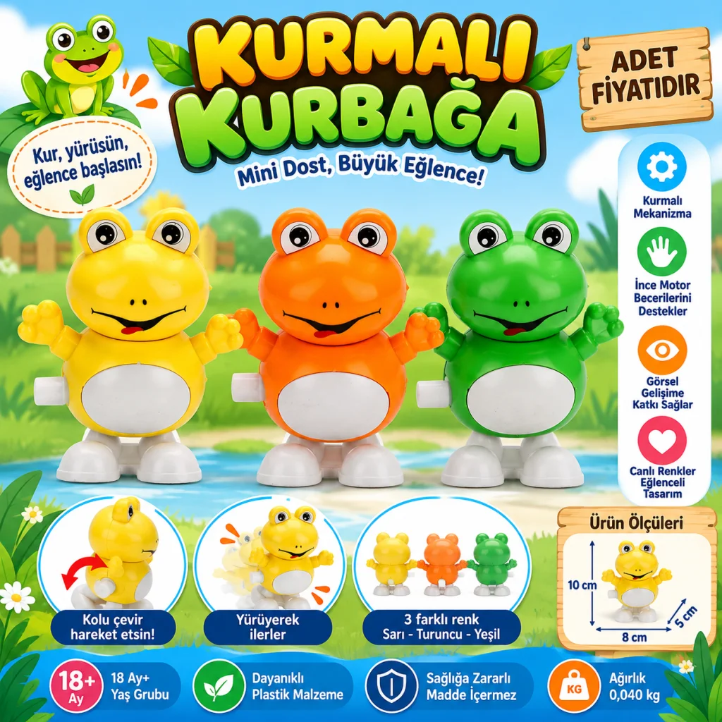 URT002-03 KURMALIGİLLER 3 RENKLİ KURBAĞA (adet fiyatıdır) görsel 4