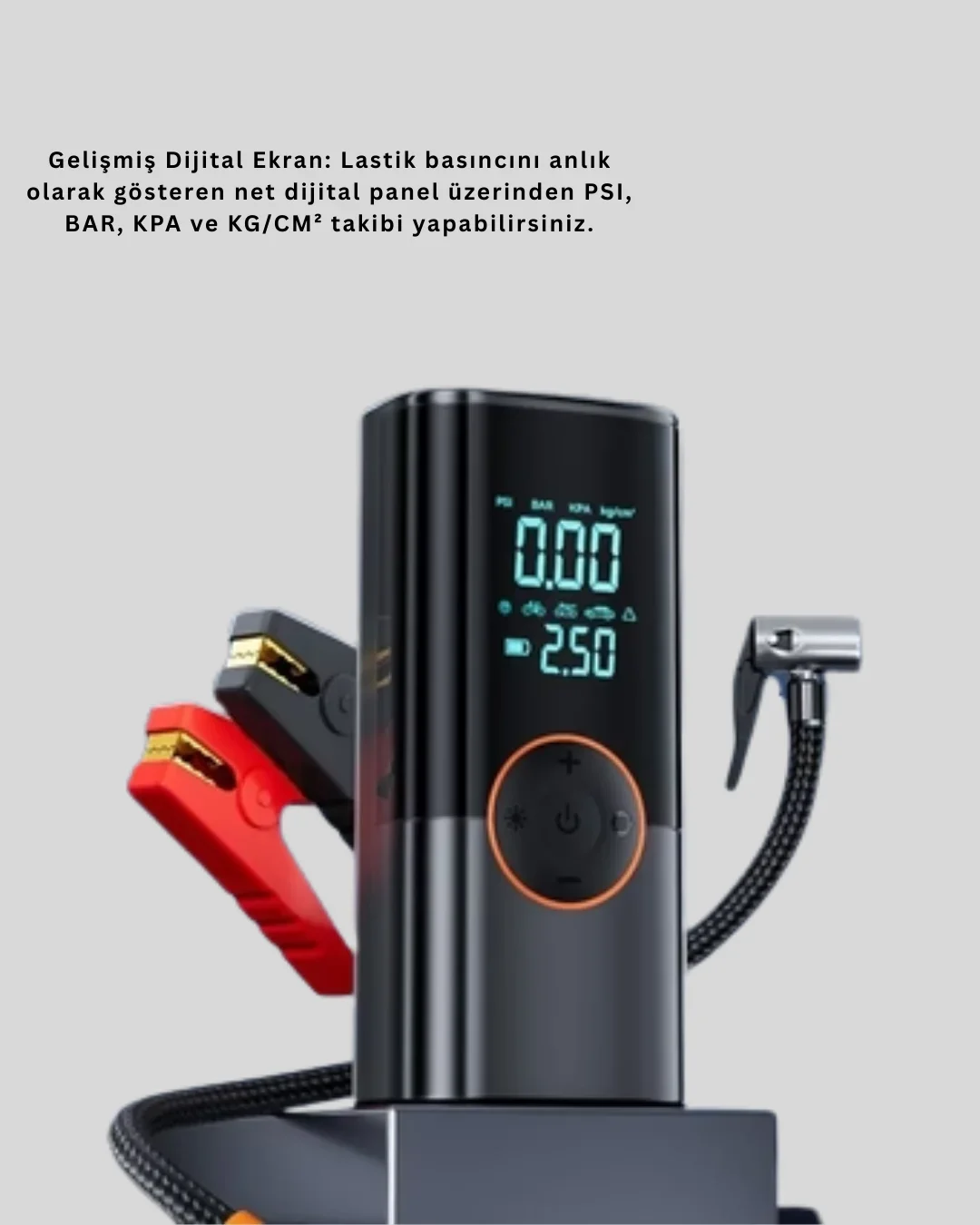SOS Fenerli Akü Takviye Cihazı Dijital Kompresör Powerbank Yeni Nesil görsel 3