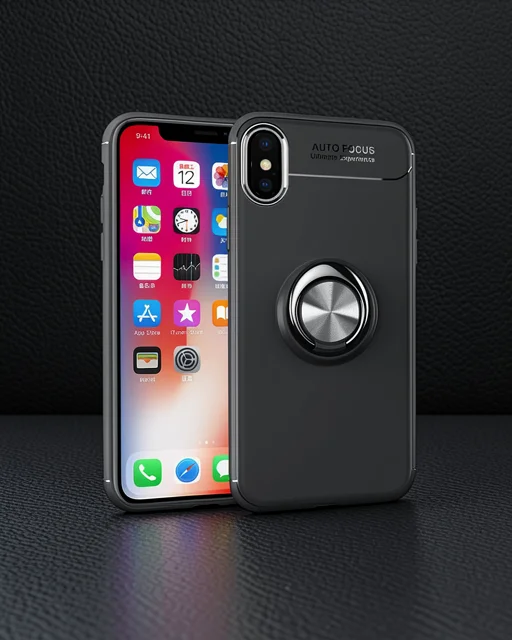 Apple İphone Xs Max Kılıf Range Yüzüklü Silikon - Siyah