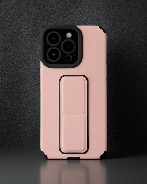 Apple İphone 14 Pro Kılıf Mega Standlı Silikon - Pudra