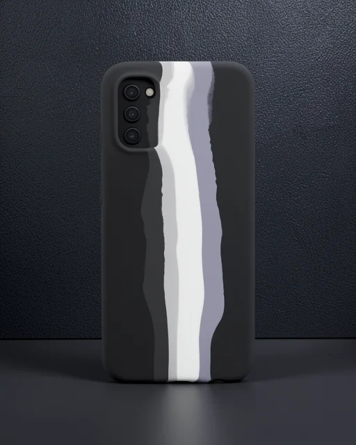Samsung Galaxy A03s Kılıf Ebruli Lansman Silikon - Siyah-lacivert