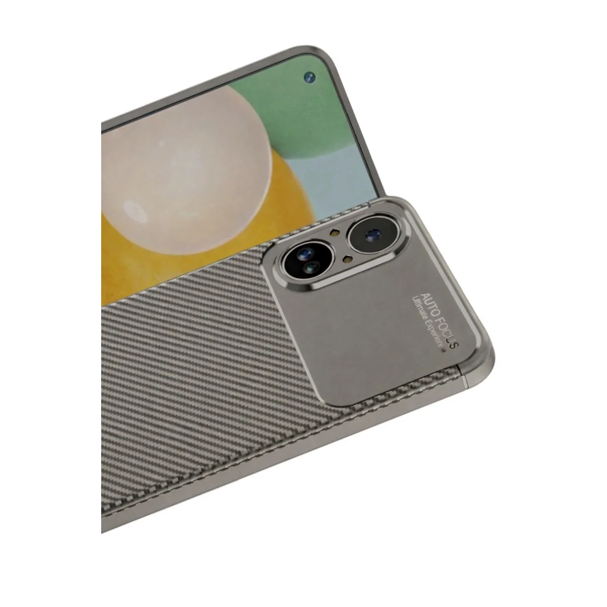 Realme 12 Lite Kılıf Auto Focus Karbon Kapak - Gri görsel 2