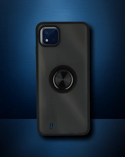 Realme C11 2021 Kılıf Montreal Yüzüklü Silikon Kapak - Siyah