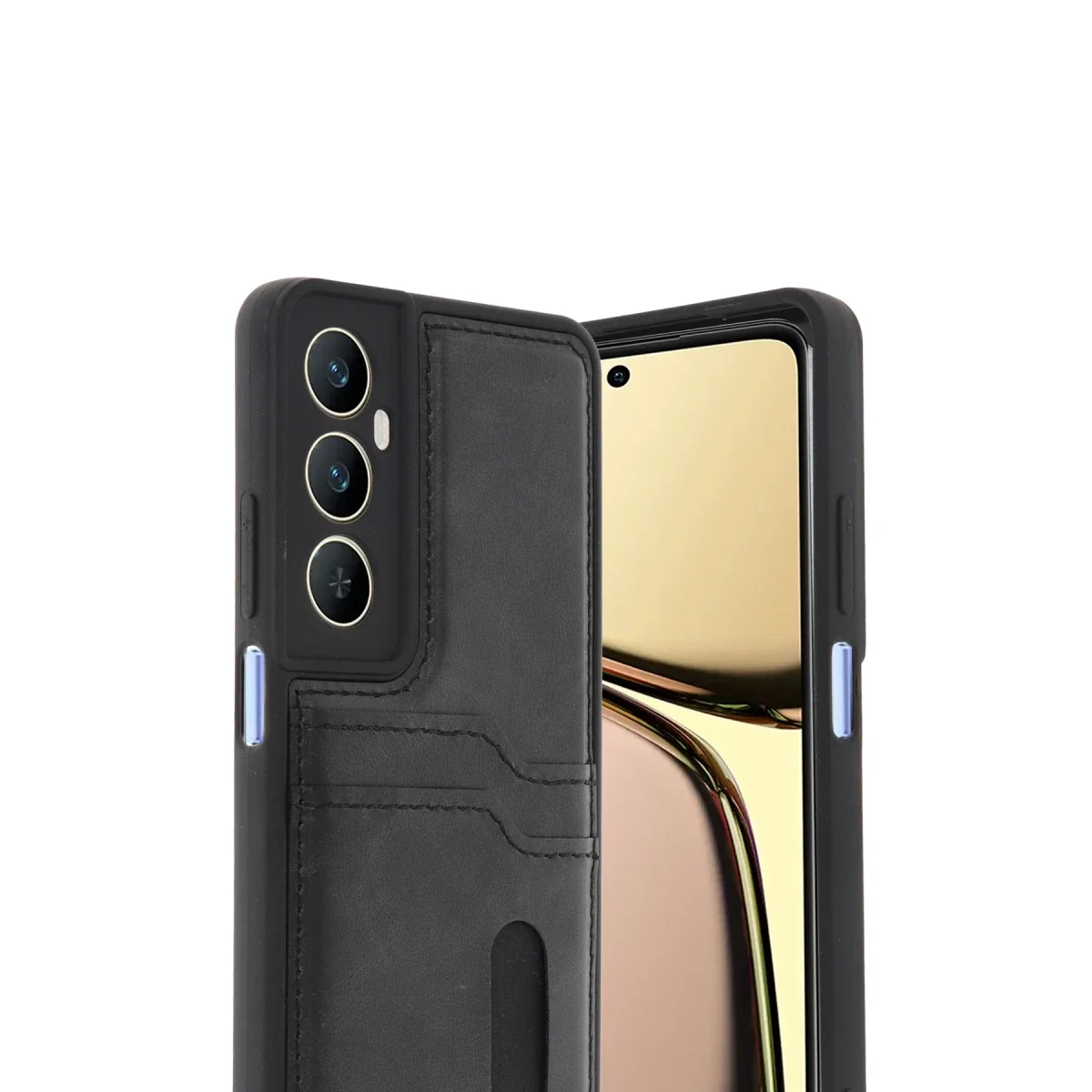 Realme C65 Sara Kartvizitli Deri Kılıf - Siyah görsel 2