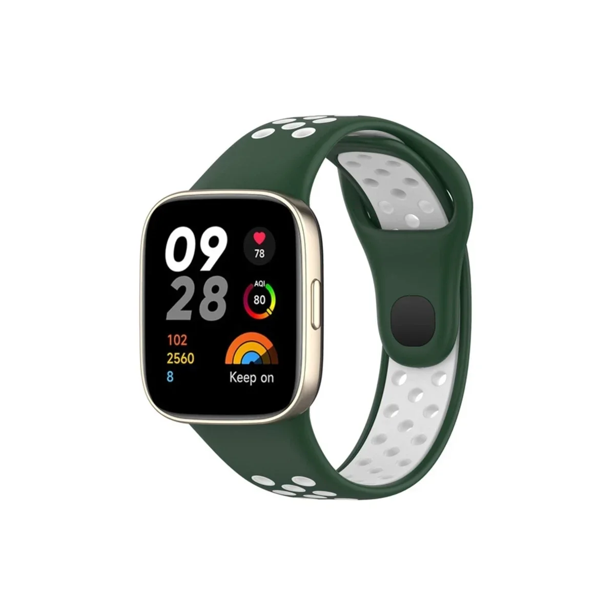 Xiao Red Watch 3 Spor Delikli Kordon - Haki Yeşil-Beyaz görsel 2