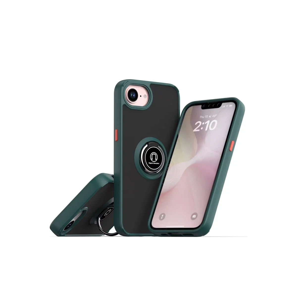 Apple iPhone 16E Kılıf Montreal Yüzüklü Silikon Kapak - Yeşil