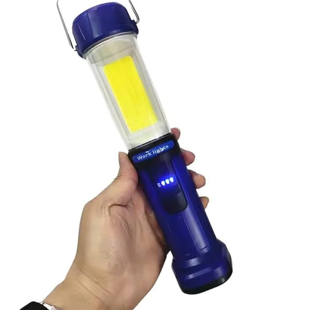 HK-802 Şarjlı 30 Beyaz + 20 Mavi-Kırmızı Smd Led / 55 Cob Ledli 5 Modlu Çalışma Lambası görsel 3
