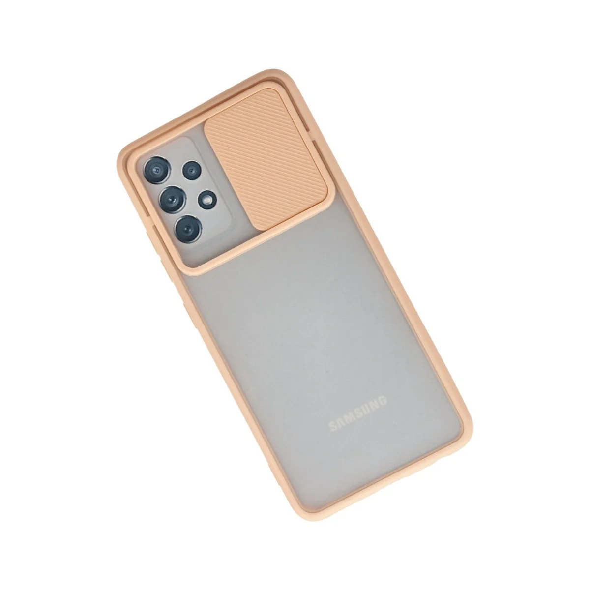 Samsung Galaxy A52 Kılıf Palm Buzlu Kamera Sürgülü Silikon - Pembe görsel 2