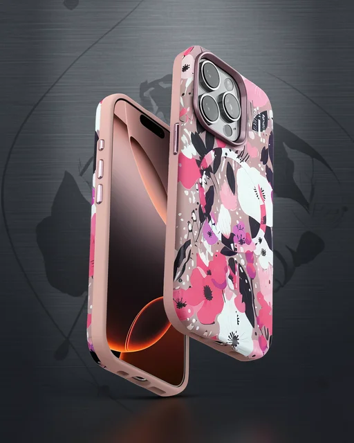 Onegif Apple İphone 15 Pro Max Flower Series Magsafe Kapak - Pembe