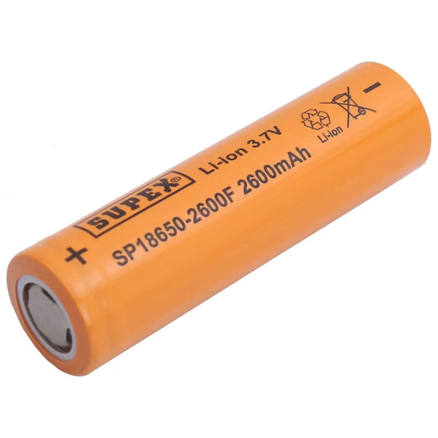 SP18650-2600F 3.7V 18650 Model 2600mAh 10A Deşarj Akımı Li-İon Düz Kafa Pil görsel 2
