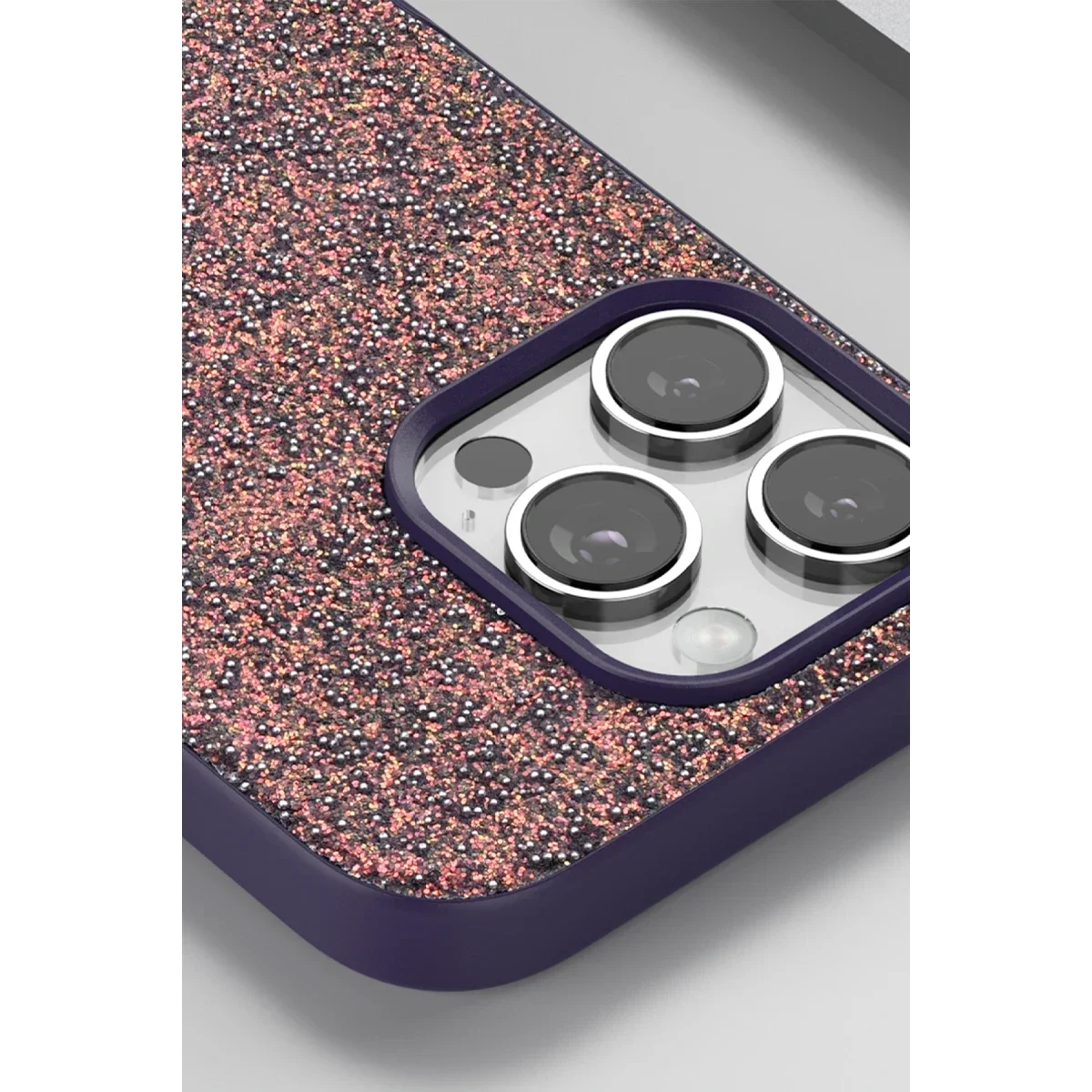 Onegif Apple iPhone 16 Pro Max Bright Simli Kapak - Gümüş görsel 2