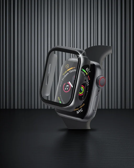 Apple Watch 38mm Camlı Kasa Ekran Koruyucu - Siyah
